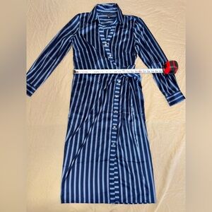 White House Black Market Navy Striped Dress